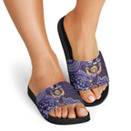 Personalized Freo Football Mascot Slide Sandals Aboriginal Dot Art Style Vibrant Indigenous Pattern Design