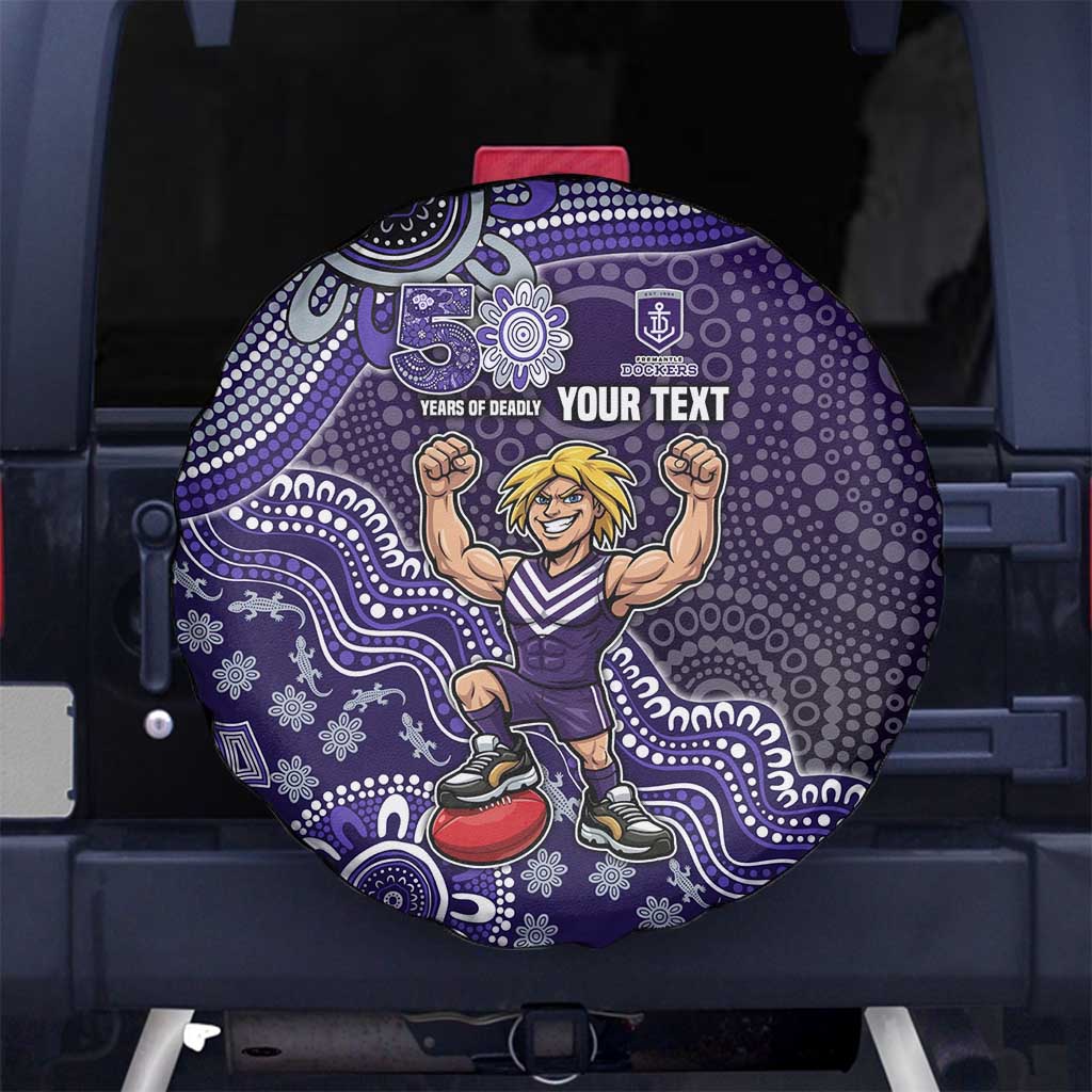Personalized Freo Football Mascot Spare Tire Cover Aboriginal Dot Art Style Vibrant Indigenous Pattern Design