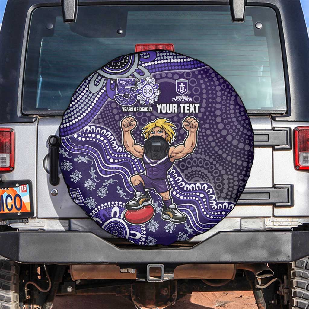 Personalized Freo Football Mascot Spare Tire Cover Aboriginal Dot Art Style Vibrant Indigenous Pattern Design