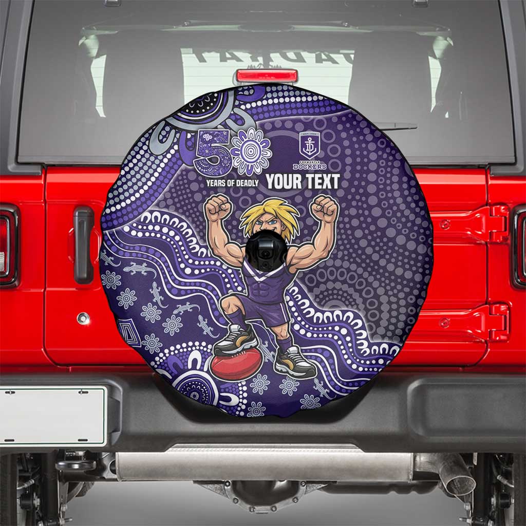 Personalized Freo Football Mascot Spare Tire Cover Aboriginal Dot Art Style Vibrant Indigenous Pattern Design