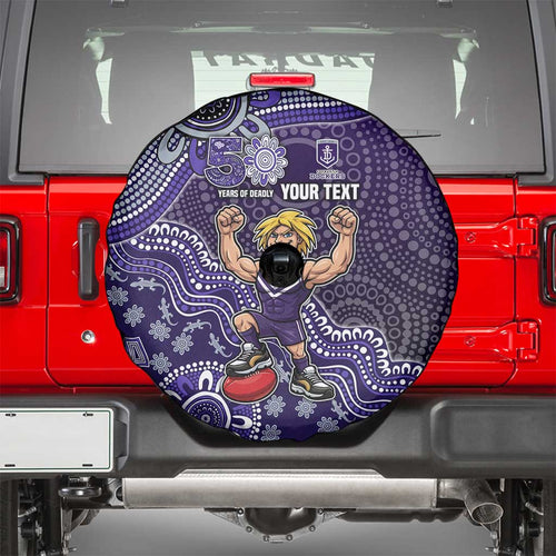 Personalized Freo Football Mascot Spare Tire Cover Aboriginal Dot Art Style Vibrant Indigenous Pattern Design
