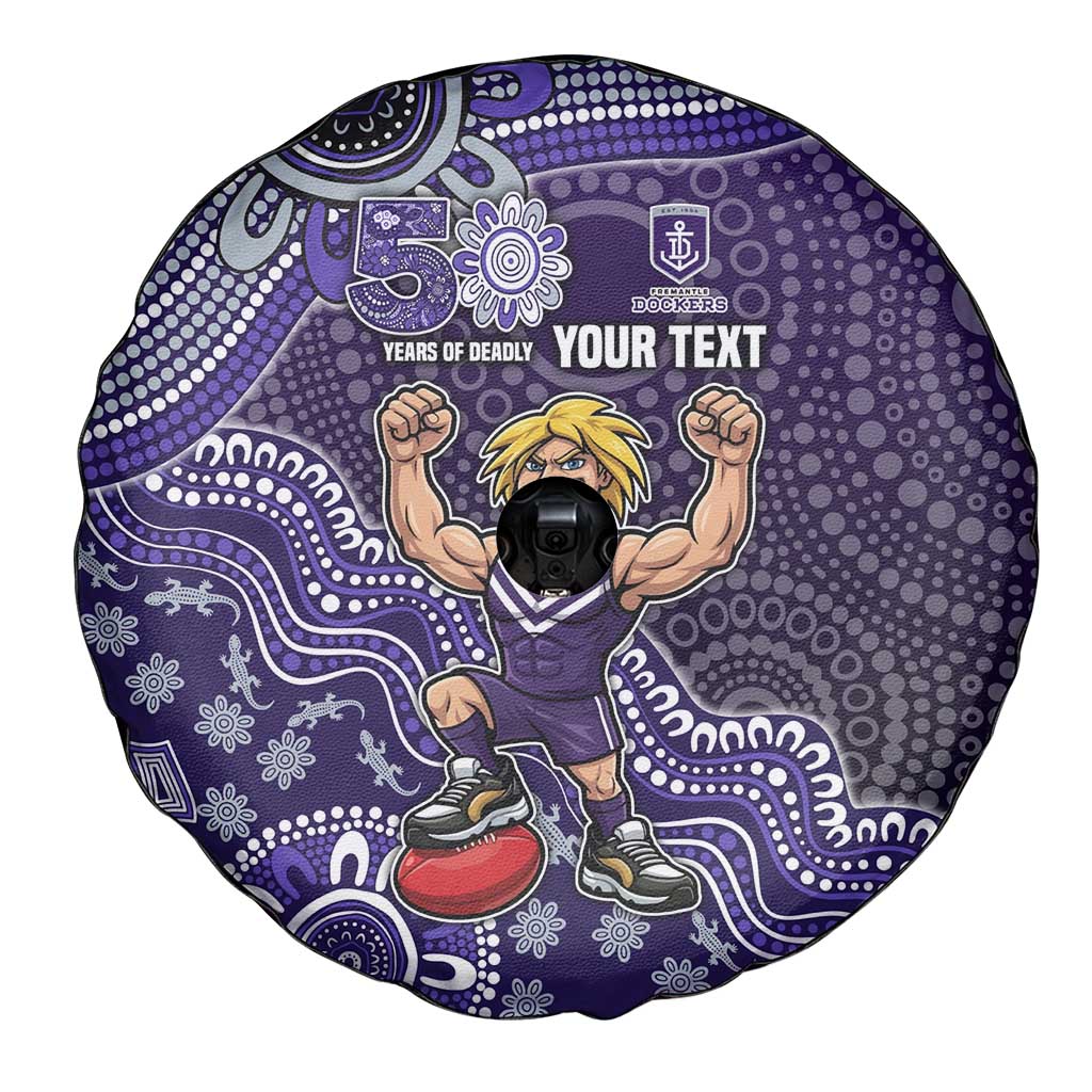 Personalized Freo Football Mascot Spare Tire Cover Aboriginal Dot Art Style Vibrant Indigenous Pattern Design