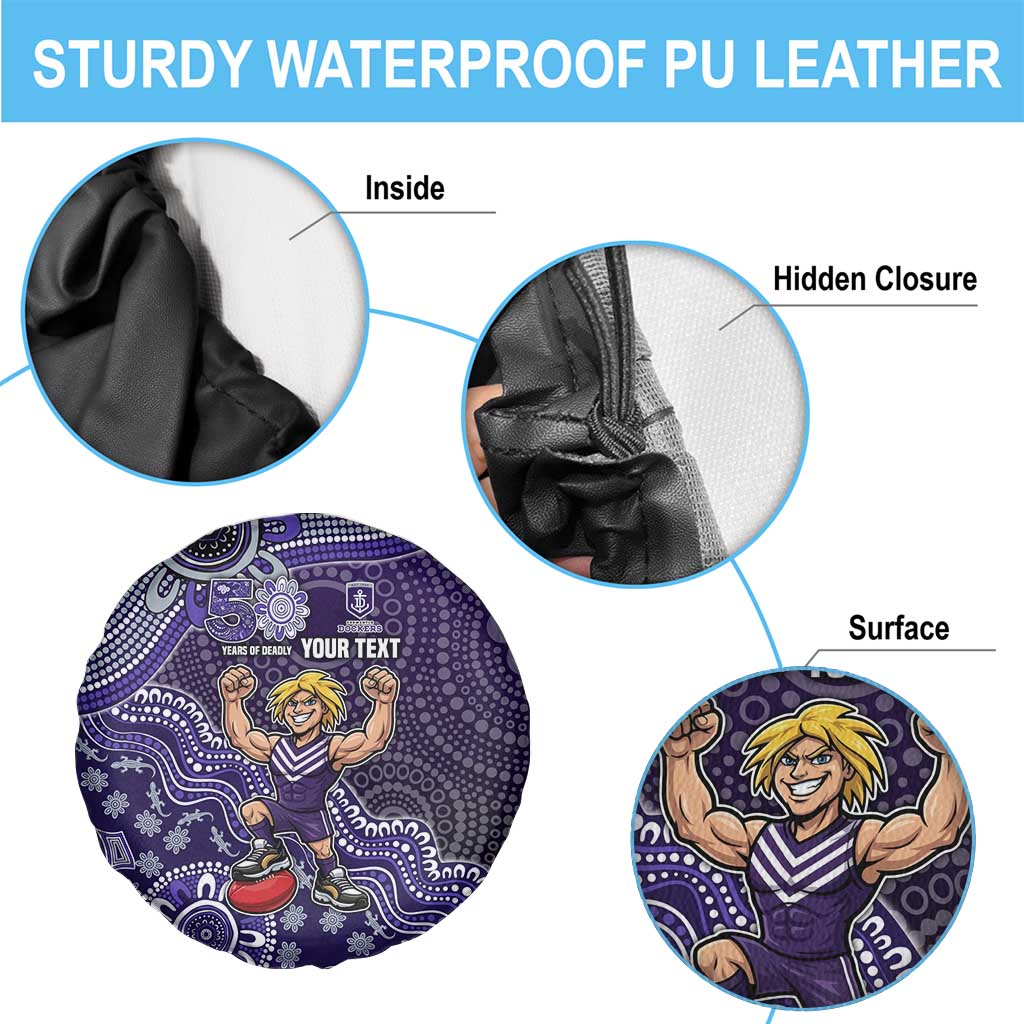 Personalized Freo Football Mascot Spare Tire Cover Aboriginal Dot Art Style Vibrant Indigenous Pattern Design