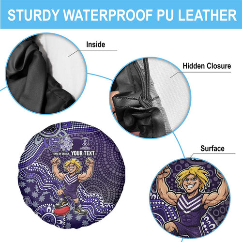 Personalized Freo Football Mascot Spare Tire Cover Aboriginal Dot Art Style Vibrant Indigenous Pattern Design