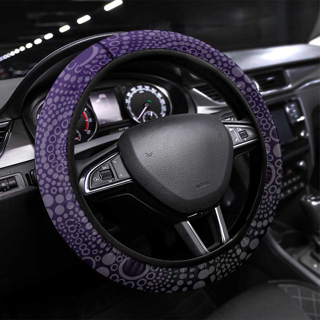 Freo Football Mascot Steering Wheel Cover Aboriginal Dot Art Style Vibrant Indigenous Pattern Design