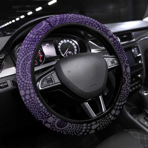Freo Football Mascot Steering Wheel Cover Aboriginal Dot Art Style Vibrant Indigenous Pattern Design