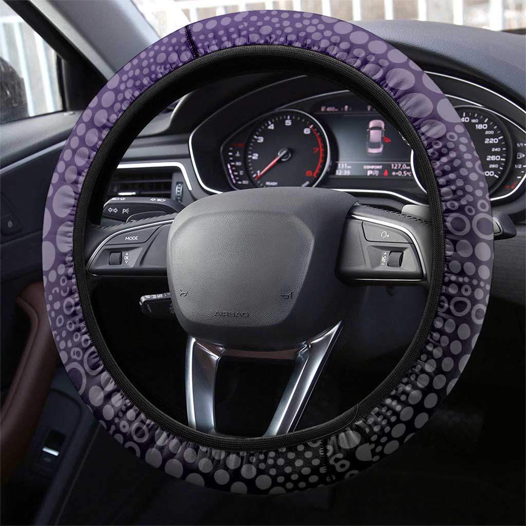 Freo Football Mascot Steering Wheel Cover Aboriginal Dot Art Style Vibrant Indigenous Pattern Design