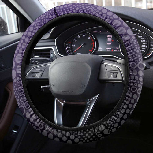 Freo Football Mascot Steering Wheel Cover Aboriginal Dot Art Style Vibrant Indigenous Pattern Design