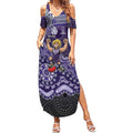 Personalized Freo Football Mascot Summer Maxi Dress Aboriginal Dot Art Style Vibrant Indigenous Pattern Design