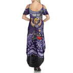 Personalized Freo Football Mascot Summer Maxi Dress Aboriginal Dot Art Style Vibrant Indigenous Pattern Design