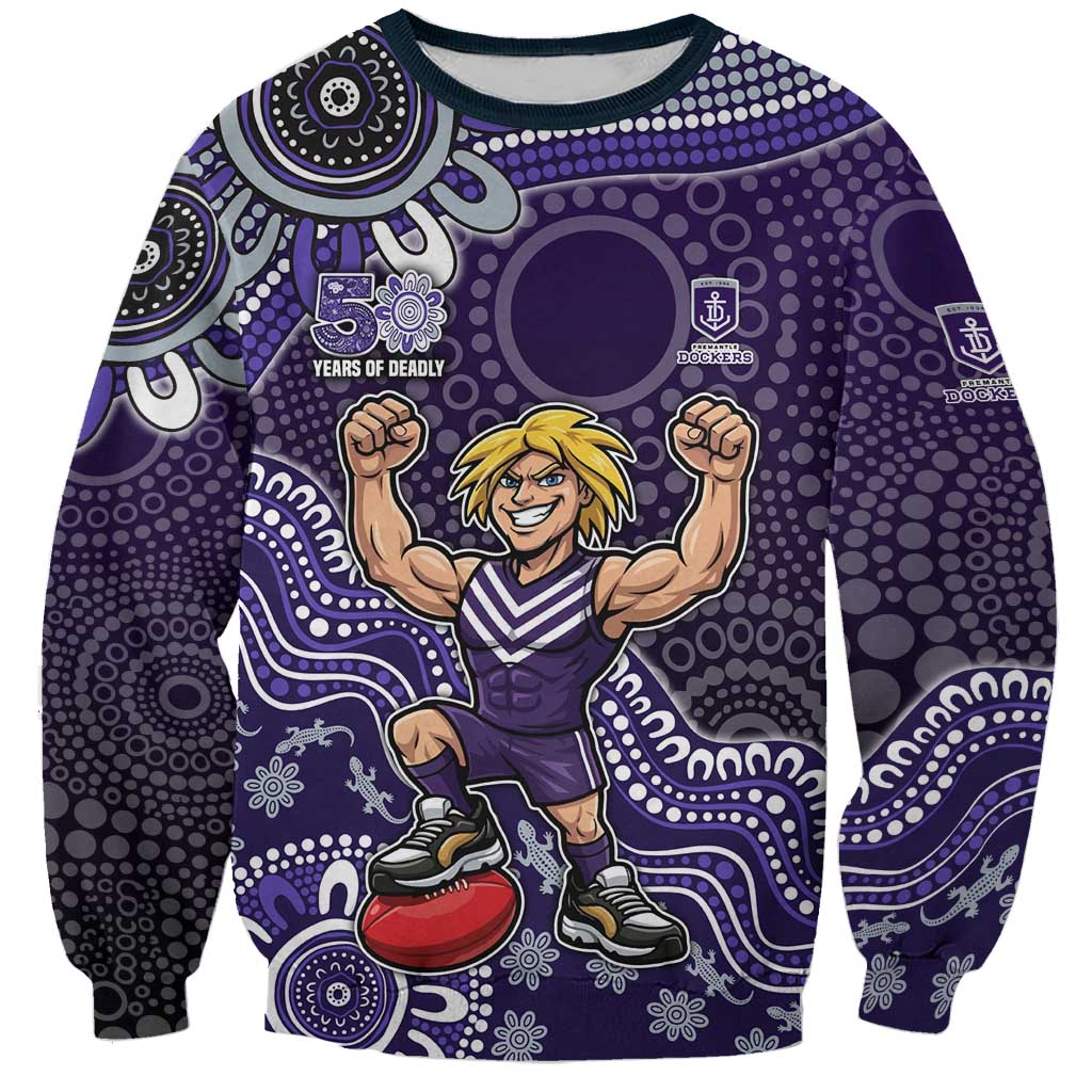 Personalized Freo Football Mascot Sweatshirt Aboriginal Dot Art Style Vibrant Indigenous Pattern Design