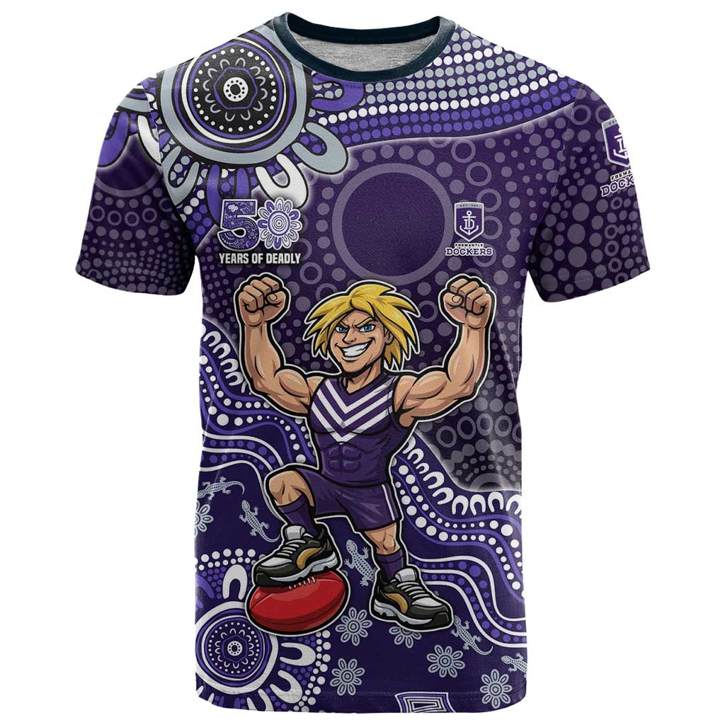 Personalized Freo Football Mascot T Shirt Aboriginal Dot Art Style Vibrant Indigenous Pattern Design