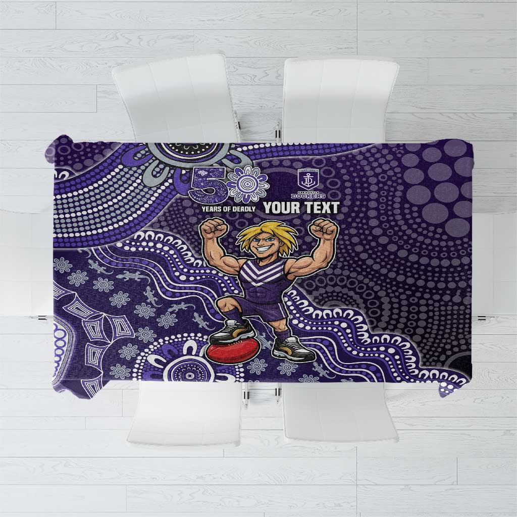 Personalized Freo Football Mascot Tablecloth Aboriginal Dot Art Style Vibrant Indigenous Pattern Design