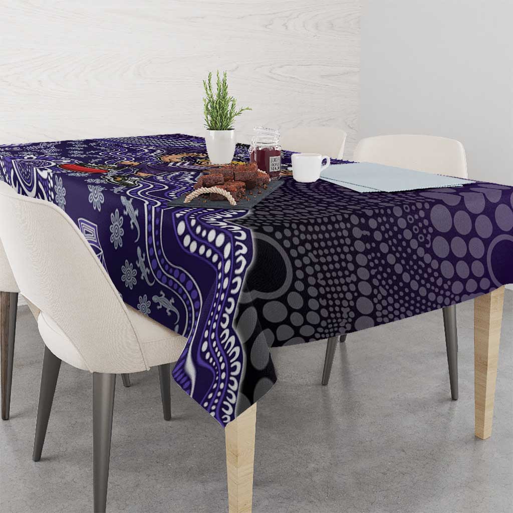Personalized Freo Football Mascot Tablecloth Aboriginal Dot Art Style Vibrant Indigenous Pattern Design