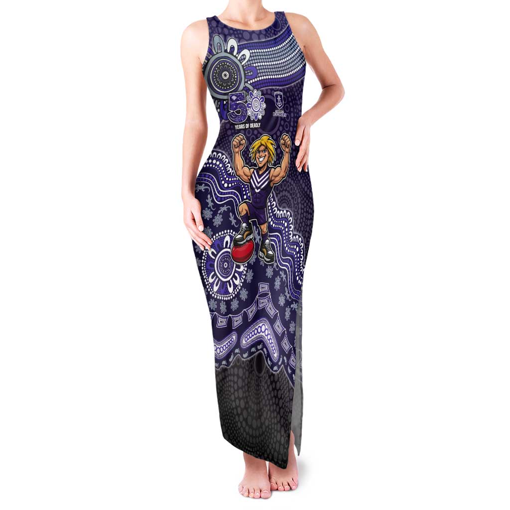 Personalized Freo Football Mascot Tank Maxi Dress Aboriginal Dot Art Style Vibrant Indigenous Pattern Design