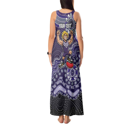 Personalized Freo Football Mascot Tank Maxi Dress Aboriginal Dot Art Style Vibrant Indigenous Pattern Design