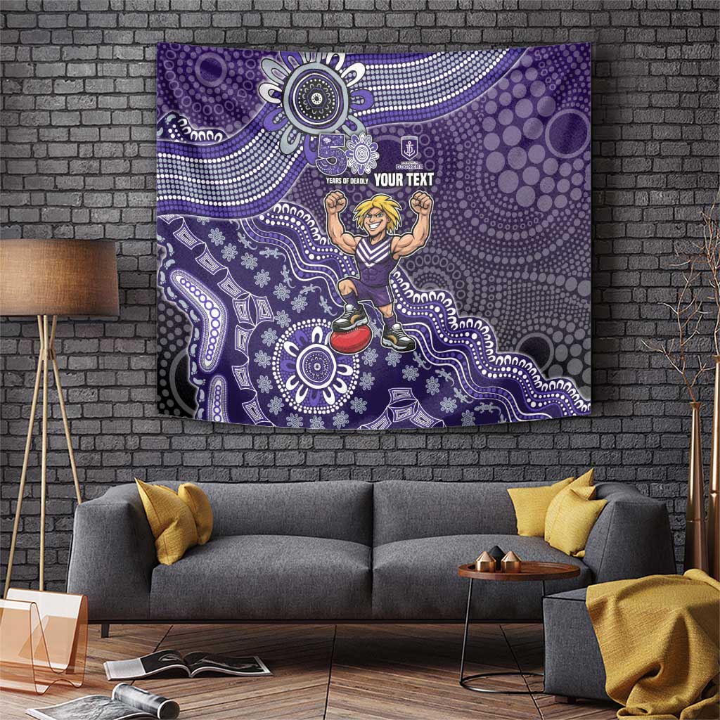 Personalized Freo Football Mascot Tapestry Aboriginal Dot Art Style Vibrant Indigenous Pattern Design