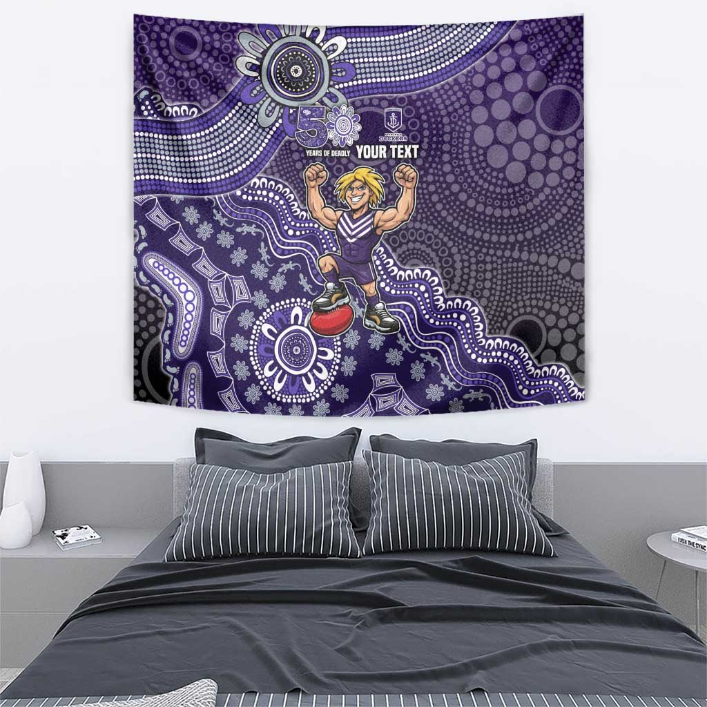 Personalized Freo Football Mascot Tapestry Aboriginal Dot Art Style Vibrant Indigenous Pattern Design