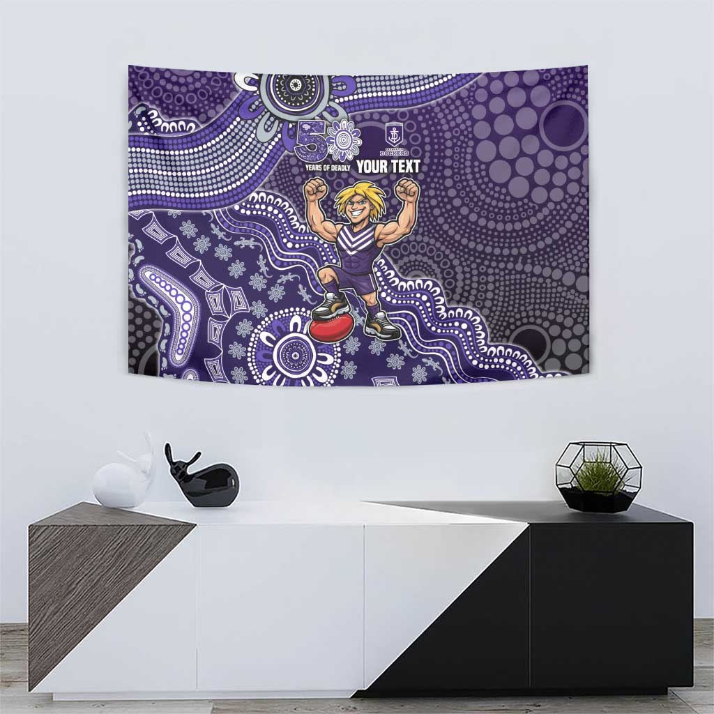 Personalized Freo Football Mascot Tapestry Aboriginal Dot Art Style Vibrant Indigenous Pattern Design