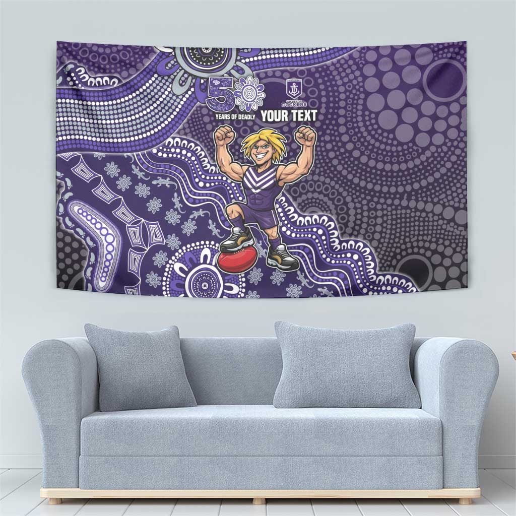 Personalized Freo Football Mascot Tapestry Aboriginal Dot Art Style Vibrant Indigenous Pattern Design