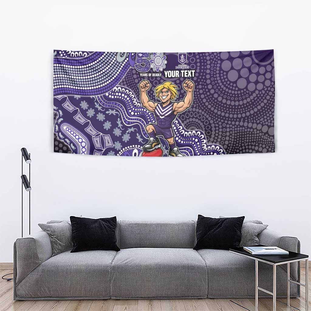 Personalized Freo Football Mascot Tapestry Aboriginal Dot Art Style Vibrant Indigenous Pattern Design