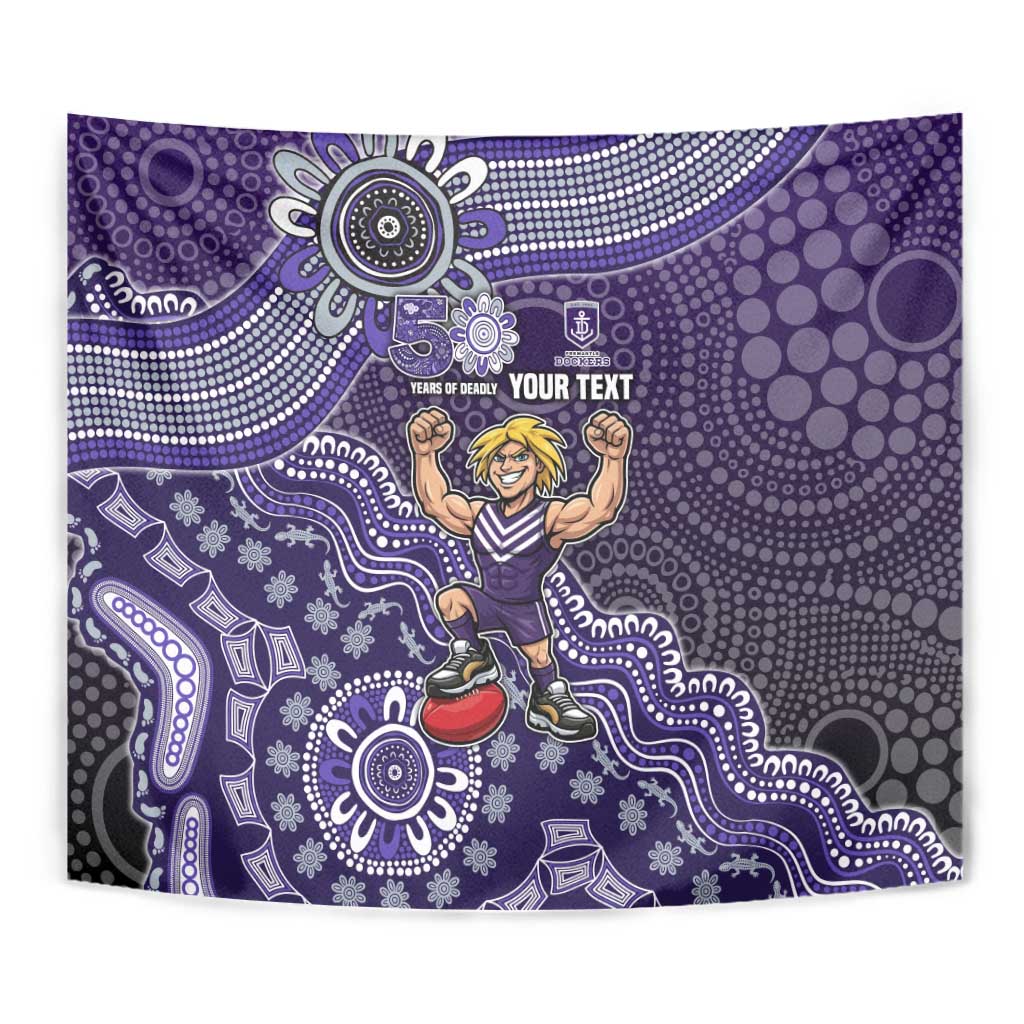 Personalized Freo Football Mascot Tapestry Aboriginal Dot Art Style Vibrant Indigenous Pattern Design