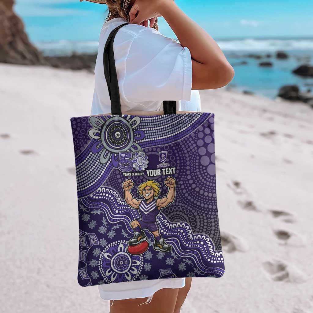 Personalized Freo Football Mascot Tote Bag Aboriginal Dot Art Style Vibrant Indigenous Pattern Design