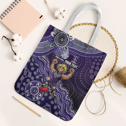 Personalized Freo Football Mascot Tote Bag Aboriginal Dot Art Style Vibrant Indigenous Pattern Design