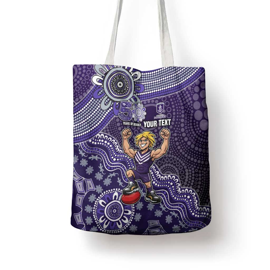 Personalized Freo Football Mascot Tote Bag Aboriginal Dot Art Style Vibrant Indigenous Pattern Design
