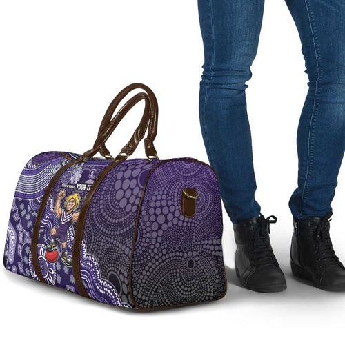 Personalized Freo Football Mascot Travel Bag Aboriginal Dot Art Style Vibrant Indigenous Pattern Design