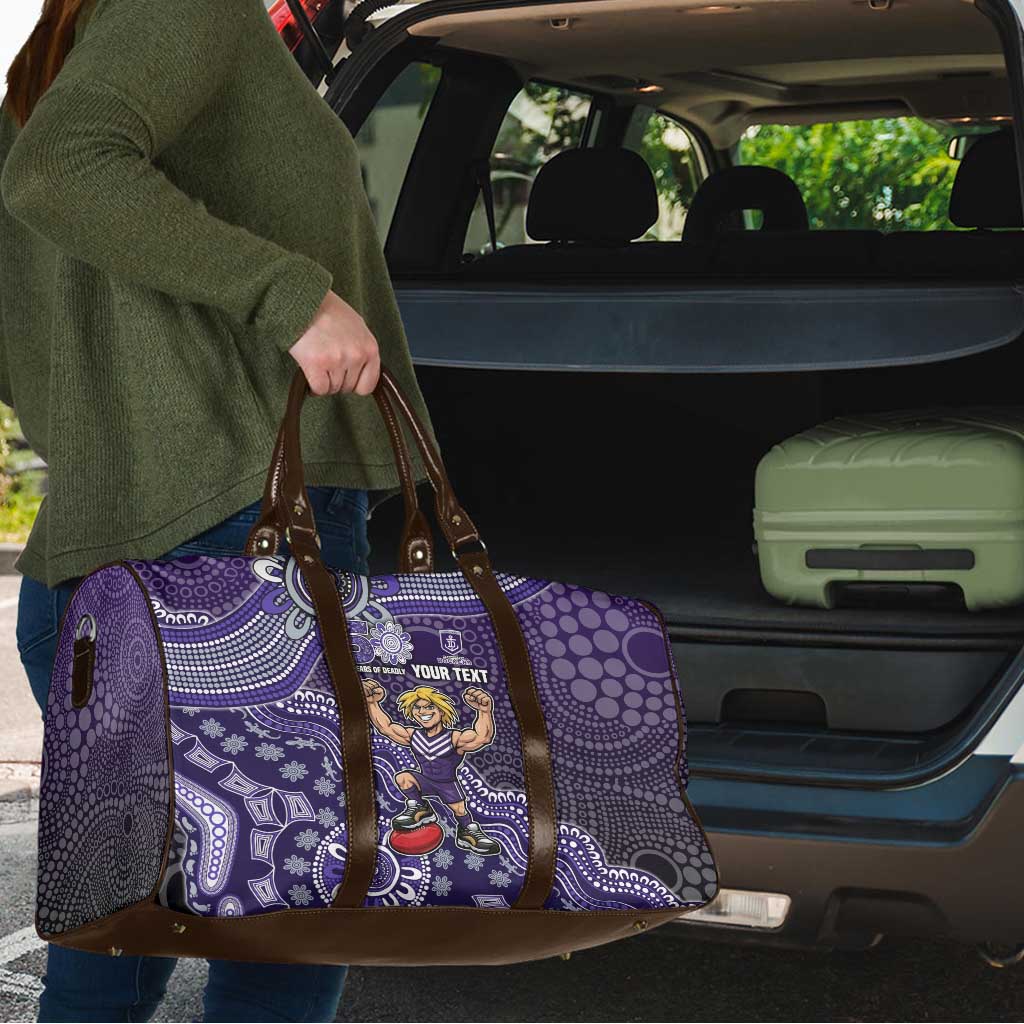 Personalized Freo Football Mascot Travel Bag Aboriginal Dot Art Style Vibrant Indigenous Pattern Design