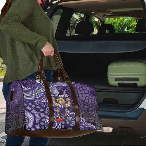 Personalized Freo Football Mascot Travel Bag Aboriginal Dot Art Style Vibrant Indigenous Pattern Design