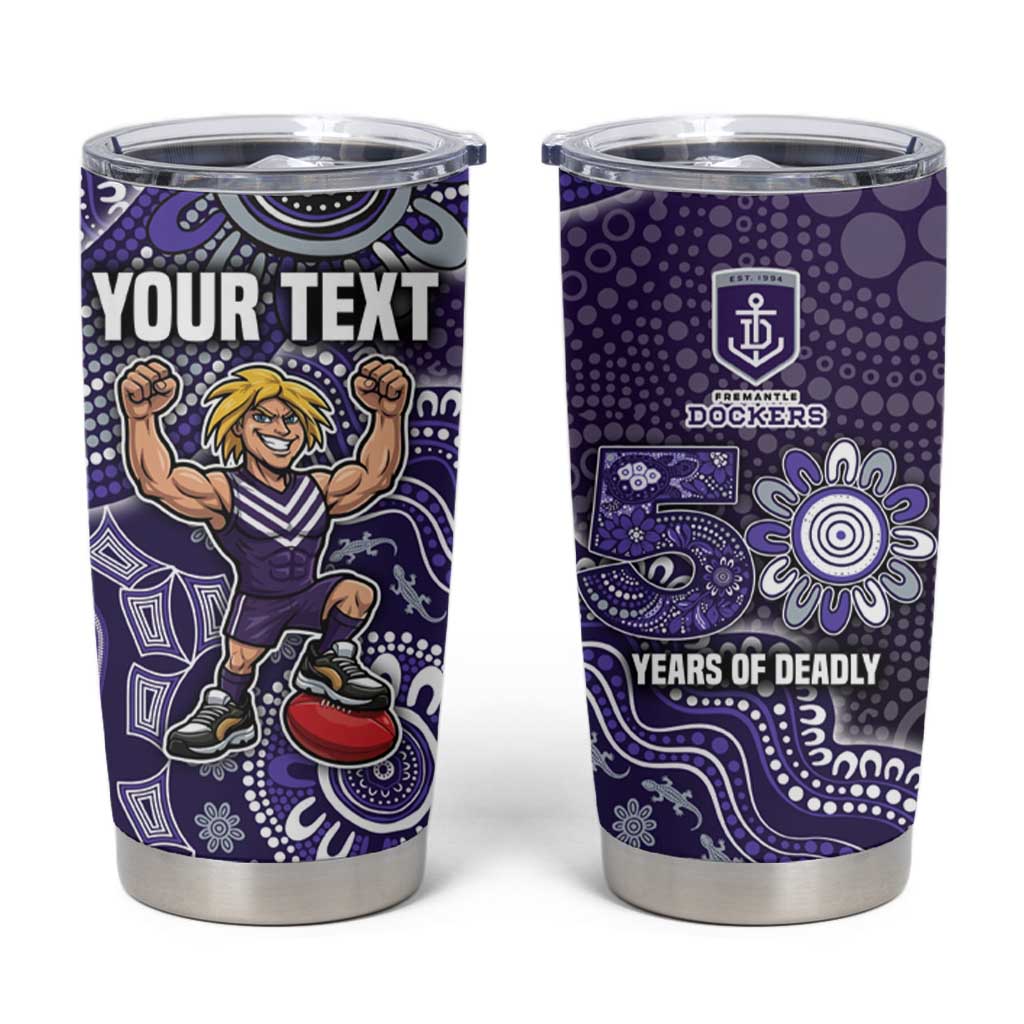 Personalized Freo Football Mascot Tumbler Cup Aboriginal Dot Art Style Vibrant Indigenous Pattern Design