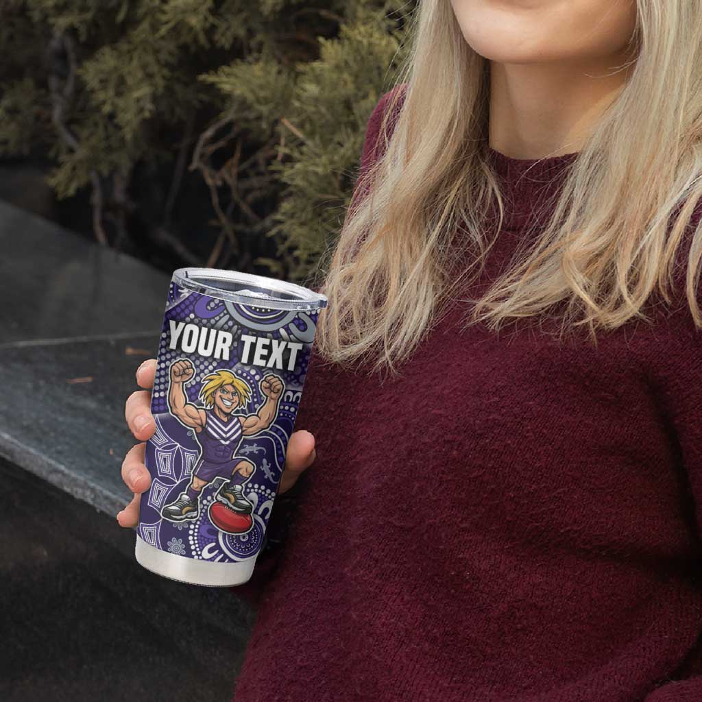 Personalized Freo Football Mascot Tumbler Cup Aboriginal Dot Art Style Vibrant Indigenous Pattern Design