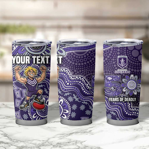 Personalized Freo Football Mascot Tumbler Cup Aboriginal Dot Art Style Vibrant Indigenous Pattern Design