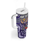 Personalized Freo Football Mascot Tumbler With Handle Aboriginal Dot Art Style Vibrant Indigenous Pattern Design