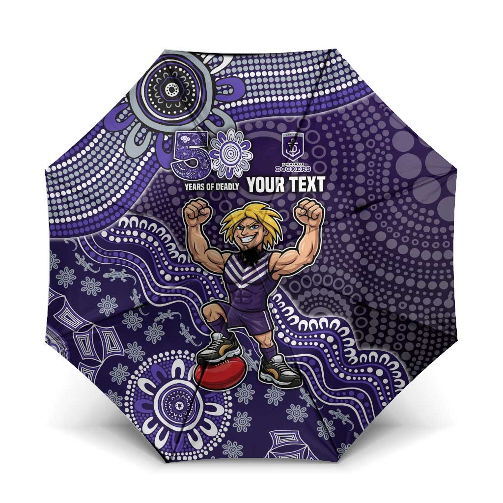 Personalized Freo Football Mascot Umbrella Aboriginal Dot Art Style Vibrant Indigenous Pattern Design