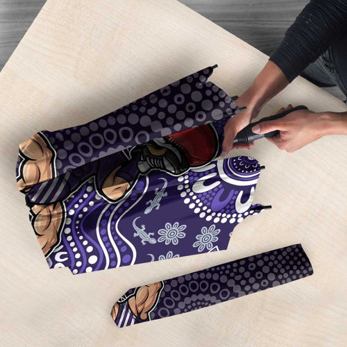 Personalized Freo Football Mascot Umbrella Aboriginal Dot Art Style Vibrant Indigenous Pattern Design
