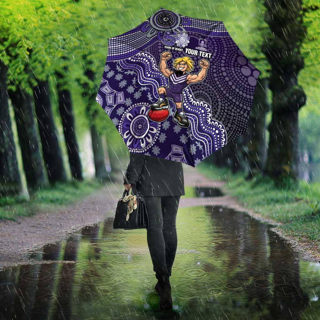 Personalized Freo Football Mascot Umbrella Aboriginal Dot Art Style Vibrant Indigenous Pattern Design