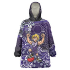 Personalized Freo Football Mascot Wearable Blanket Hoodie Aboriginal Dot Art Style Vibrant Indigenous Pattern Design