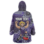 Personalized Freo Football Mascot Wearable Blanket Hoodie Aboriginal Dot Art Style Vibrant Indigenous Pattern Design