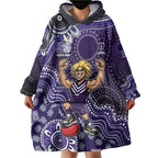 Personalized Freo Football Mascot Wearable Blanket Hoodie Aboriginal Dot Art Style Vibrant Indigenous Pattern Design