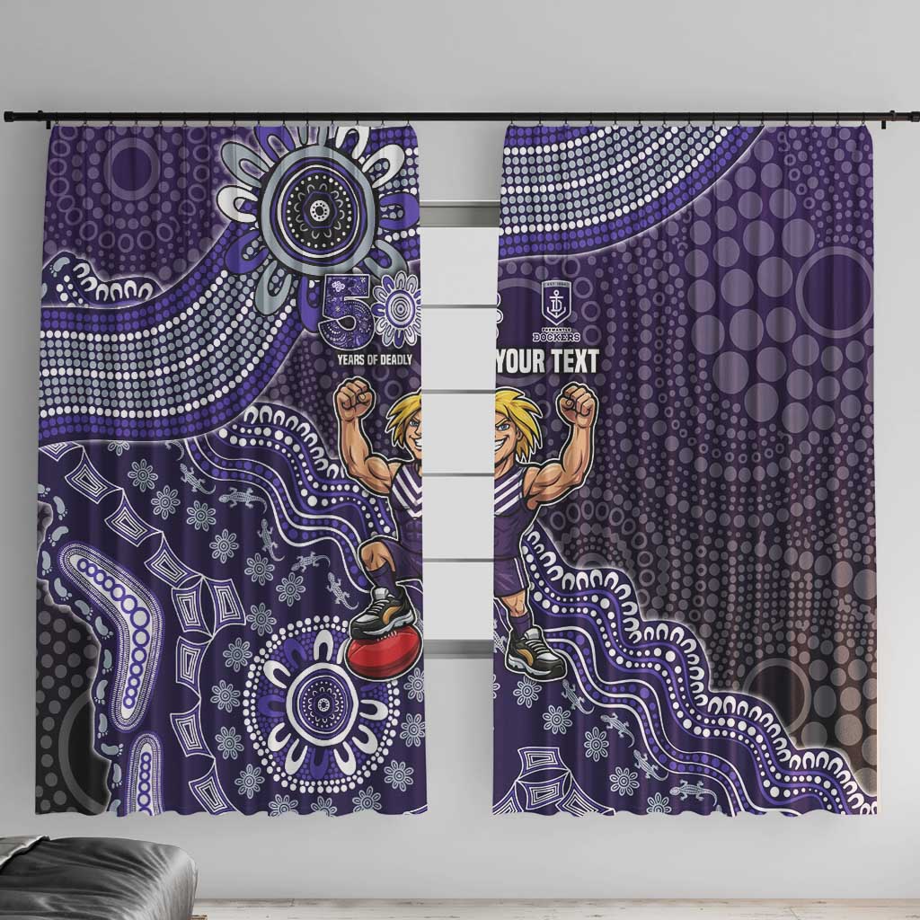 Personalized Freo Football Mascot Window Curtain Aboriginal Dot Art Style Vibrant Indigenous Pattern Design