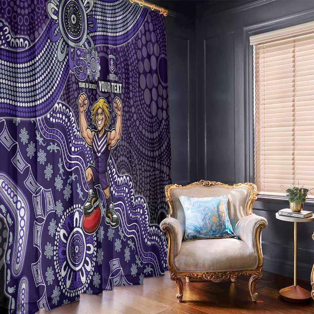 Personalized Freo Football Mascot Window Curtain Aboriginal Dot Art Style Vibrant Indigenous Pattern Design