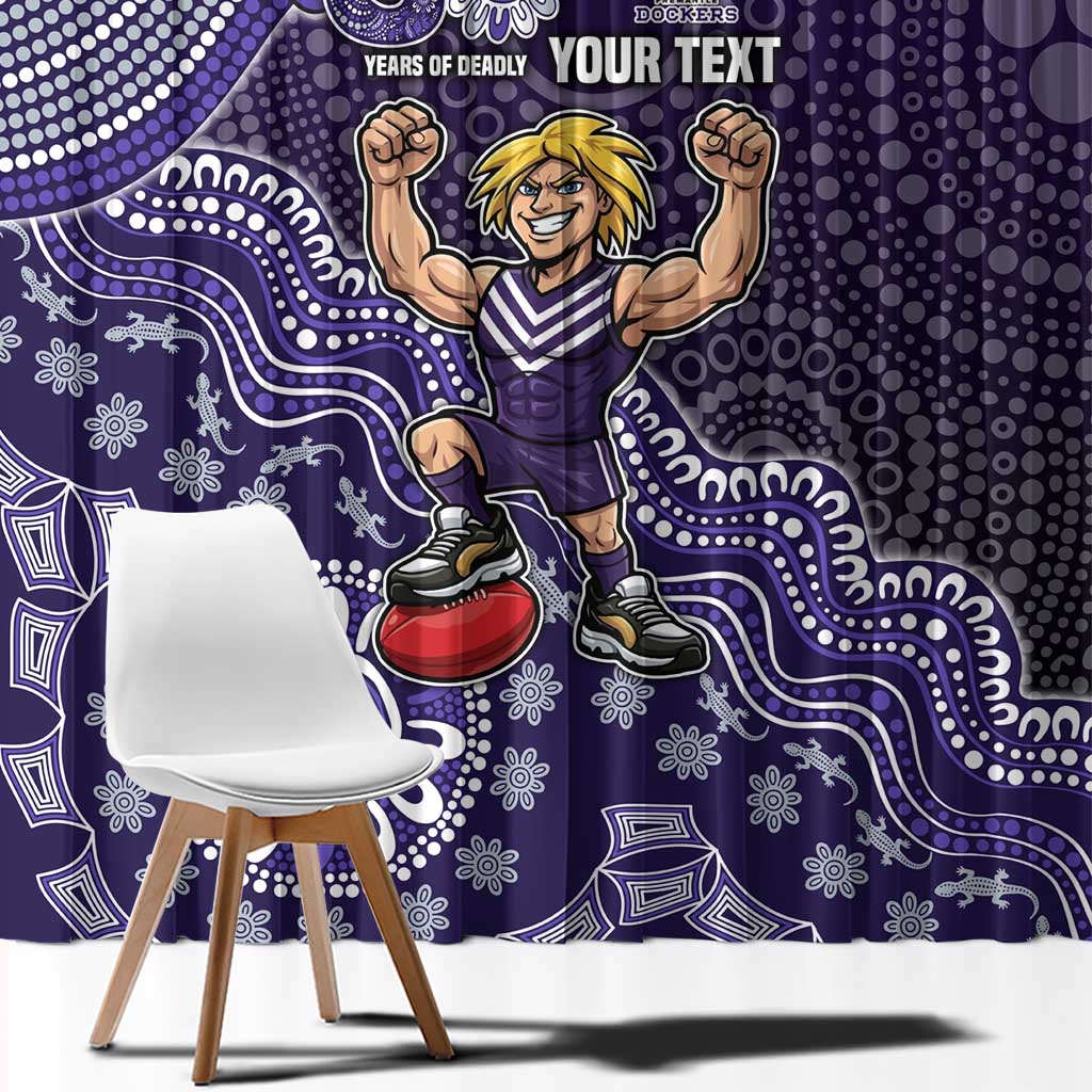 Personalized Freo Football Mascot Window Curtain Aboriginal Dot Art Style Vibrant Indigenous Pattern Design