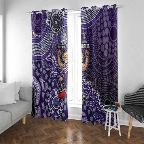 Personalized Freo Football Mascot Window Curtain Aboriginal Dot Art Style Vibrant Indigenous Pattern Design