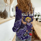 Personalized Freo Football Mascot Women Casual Shirt Aboriginal Dot Art Style Vibrant Indigenous Pattern Design