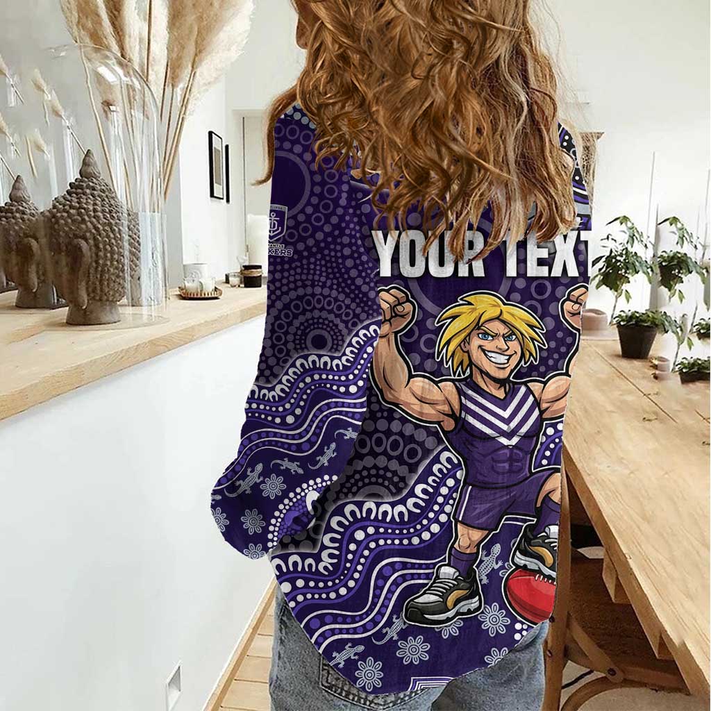Personalized Freo Football Mascot Women Casual Shirt Aboriginal Dot Art Style Vibrant Indigenous Pattern Design