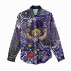 Personalized Freo Football Mascot Women Casual Shirt Aboriginal Dot Art Style Vibrant Indigenous Pattern Design