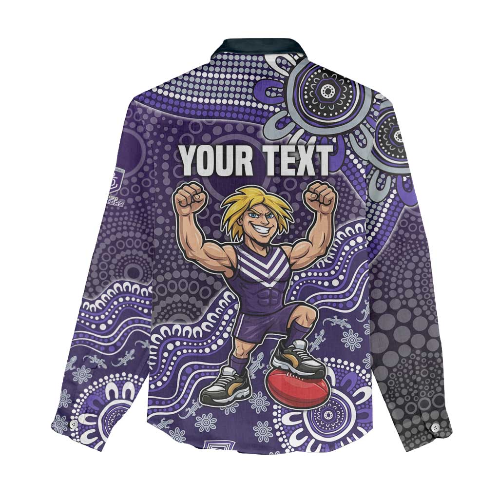 Personalized Freo Football Mascot Women Casual Shirt Aboriginal Dot Art Style Vibrant Indigenous Pattern Design